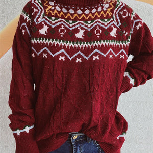 Cable-Knit Mock Neck Long Sleeve Sweater