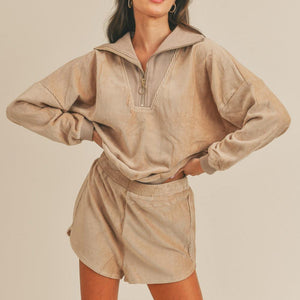 MABLE Corduroy Half Zip Top and Shorts Set