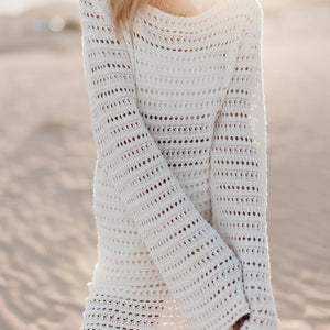 Openwork Tied Open Back Sweater