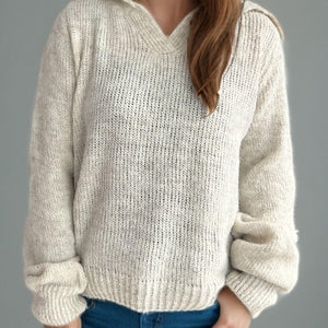 Collared Neck Long Sleeve Sweater