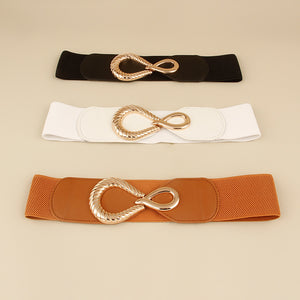 Ribbed Alloy Buckle Elastic Belt