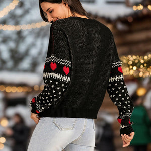 Perfee Christmas Element Round Neck Sweater