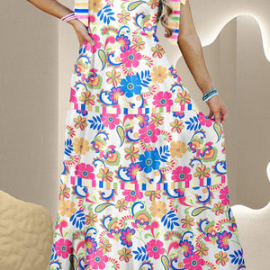 Tied Floral Sleeveless Maxi Dress