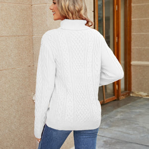 Cable-Knit Mock Neck Sweater