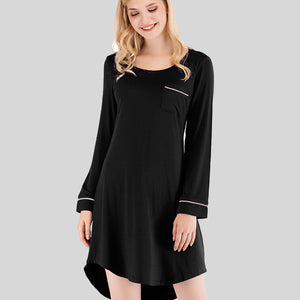 Round Neck Night Dress with Pocket