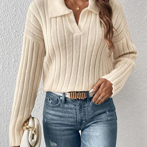 Johnny Collar Long Sleeve Sweater