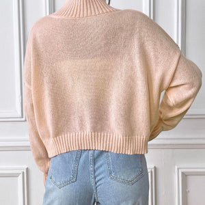 Flower Turtleneck Long Sleeve Sweater