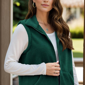 Zip Up Vest Coat with Pockets