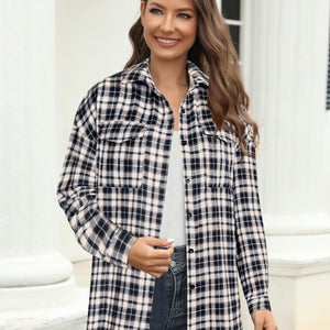 Full Size Plaid Button Up Pocketed Shirt