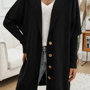 Devine Button Up Long Sleeve Hooded Cardigan