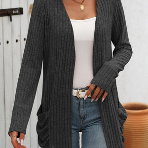 Mandy Open Front Long Sleeve Ribbed Cardigan