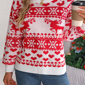 Christmas Element Round Neck Long Sleeve Sweater