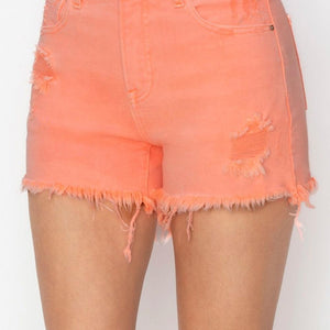 RISEN Full Size High Waist Ripped Denim Shorts