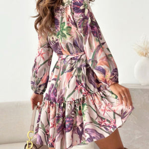 Ruffle Hem Floral Long Sleeve Dress