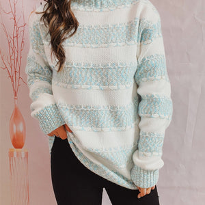 Striped Turtleneck Long Sleeve Sweater