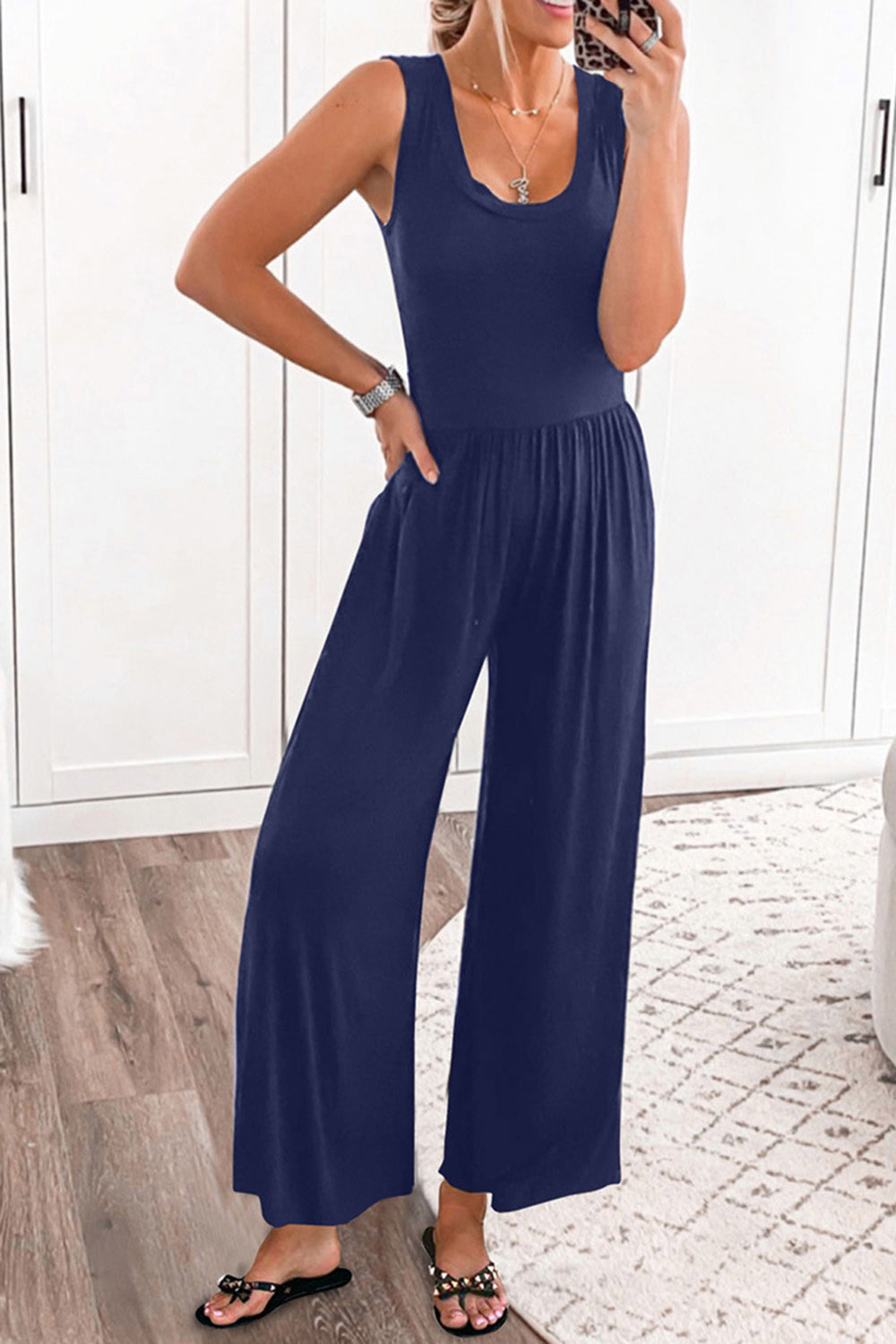 Full Size Scoop Neck Wide Strap Jumpsuit