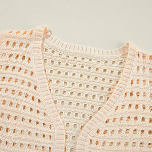 Openwork Open Front Long Sleeve Cardigan