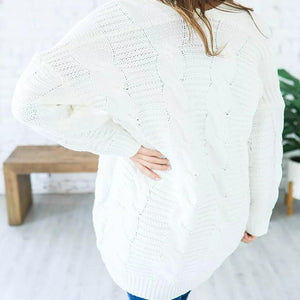 Cable-Knit Open Front Long Sleeve Cardigan