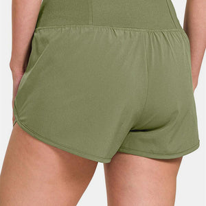 Zenana High-Waisted Zippered Back Pocket Active Shorts