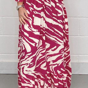 Smocked Printed Flounce Sleeve Maxi Dress