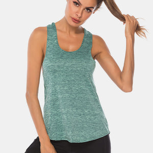 Full Size Scoop Neck Wide Strap Active Tank