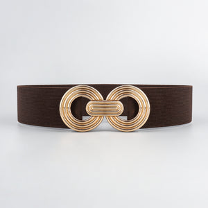 Geometric Buckle Elastic Wide Belt