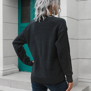 Dropped Shoulder Button Detail Sweater