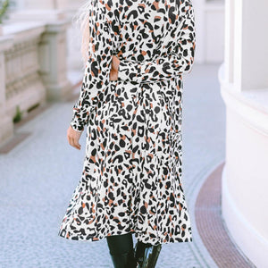 Leopard Open Front Long Sleeve Cover Up