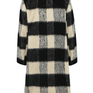 Plaid Double-Breasted Long Sleeve Coat