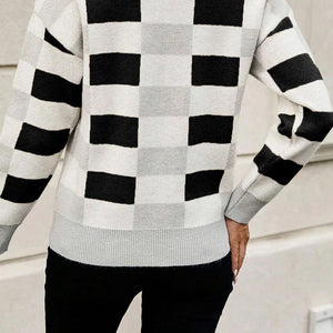 Color Block Round Neck Sweater