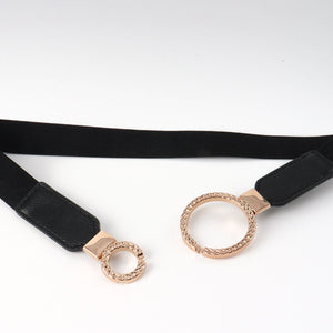 Double Ring Buckle Elastic PU Belt