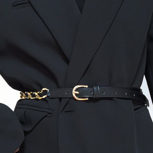 PU Chain Skinny Belt