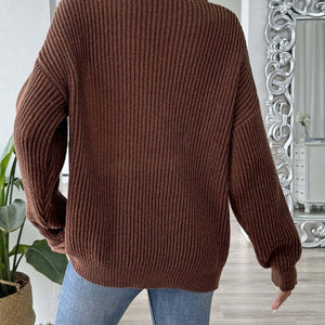 Contrast Trim Dropped Shoulder Long Sleeve Sweater