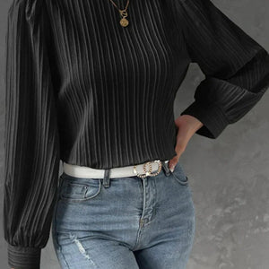 Round Neck Long Sleeve Blouse