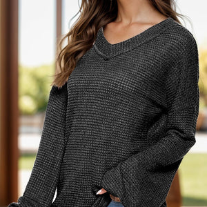 Dropped Shoulder Long Sleeve Knit Top