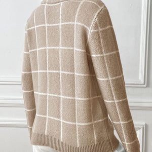 Heart Plaid Turtleneck Long Sleeve Sweater