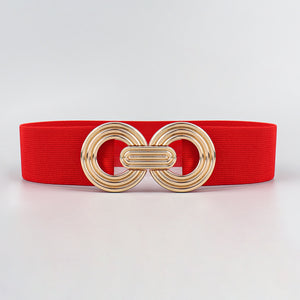 Geometric Buckle Elastic Wide Belt