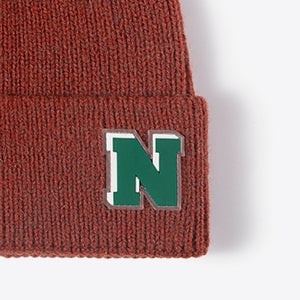 Letter N Patch Cuffed Knit Beanie