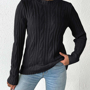 Cable-Knit Round Neck Sweater