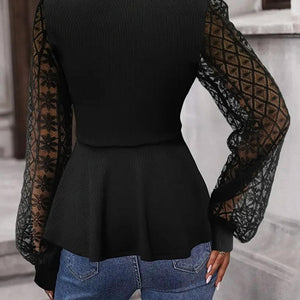 Peplum Surplice Long Sleeve Blouse