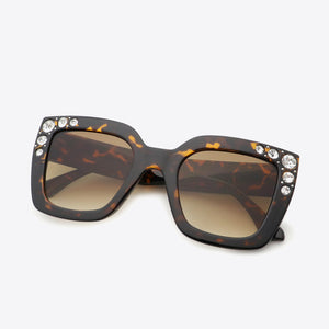 Inlaid Rhinestone Polycarbonate Sunglasses