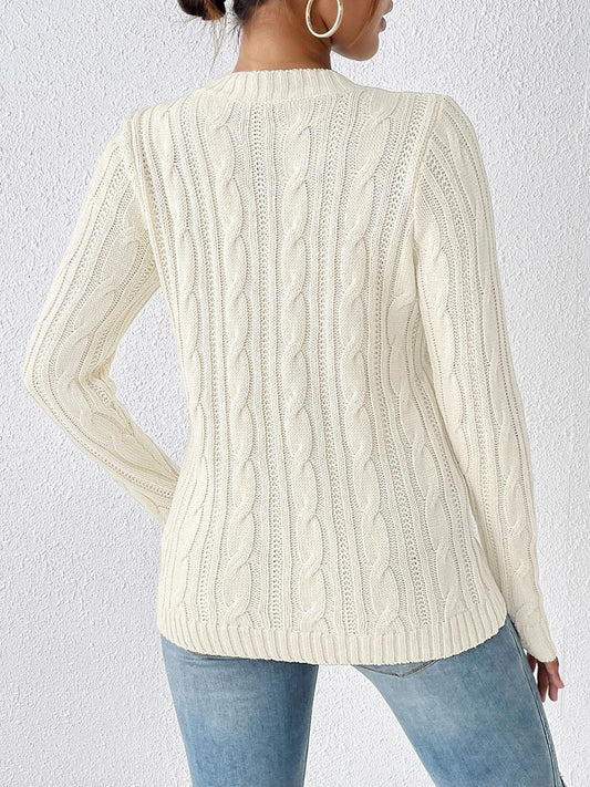 Cable-Knit Round Neck Sweater