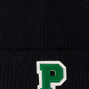 Letter Patch Cuffed Knit Beanie