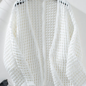 Openwork Open Front Long Sleeve Cardigan