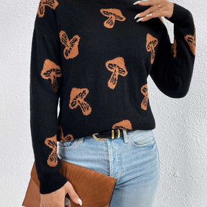 Patterned Drop Shoulder Sweater