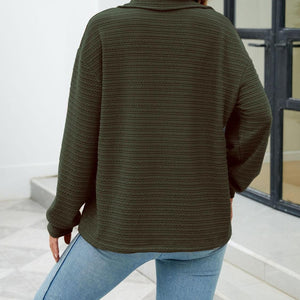 Textured Quarter Zip Long Sleeve Sweatshirt