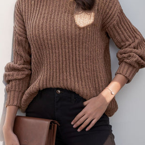 Turtleneck Dropped Shoulder  Pullover Sweater