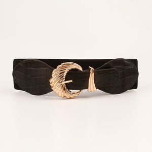 Shell Alloy Buckle Elastic Belt