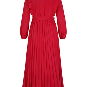 Pleated Surplice Tie Waist Maxi Dress