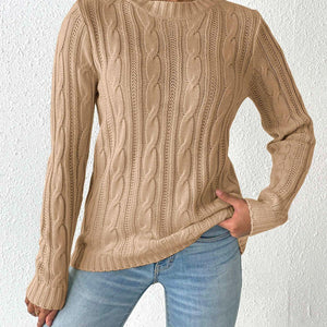 Cable-Knit Round Neck Sweater